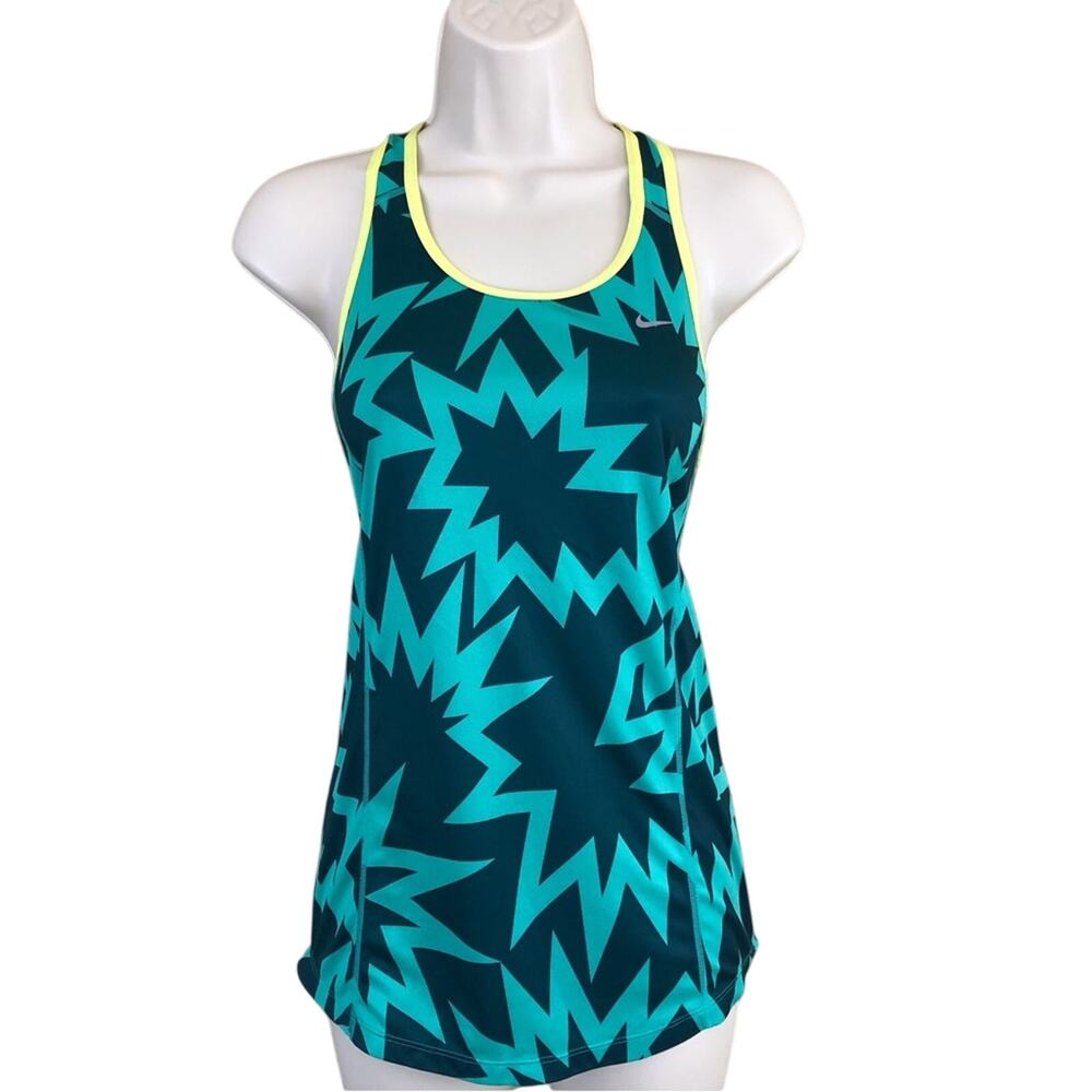 Nike Dri Fit Turquoise Racerback Tank Top Performance Ready Sporty Pow Design